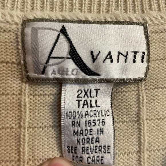 Vintage 2XLT Paulo Avanti Sweater Vest Cream Acrylic V Neck 1980s Lightw… - Picture 4 of 5
